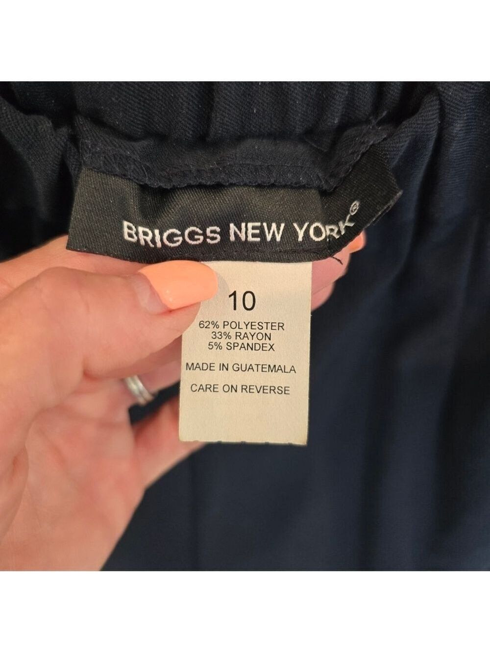 Briggs New York Women's Classic Navy Straight Leg Elastic Waist Dress Pants 10 - Picture 5 of 9